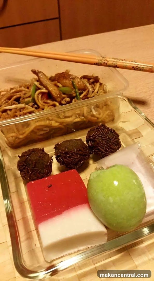 Takeout Meal with Noodles and Desserts