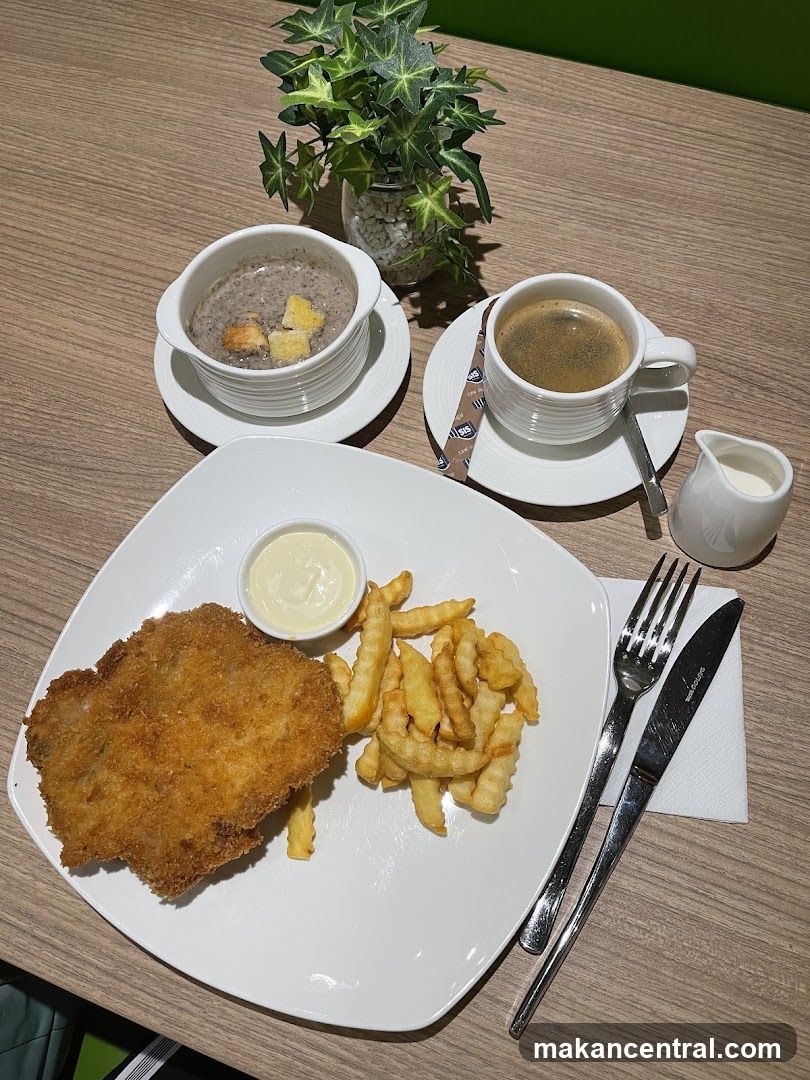 Fried Chicken with Fries and Soup