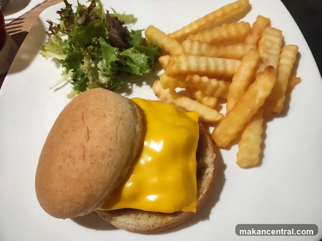 Cheeseburger with Fries and Salad