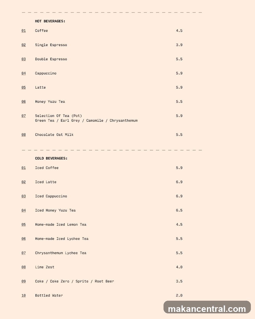 Beverages Menu