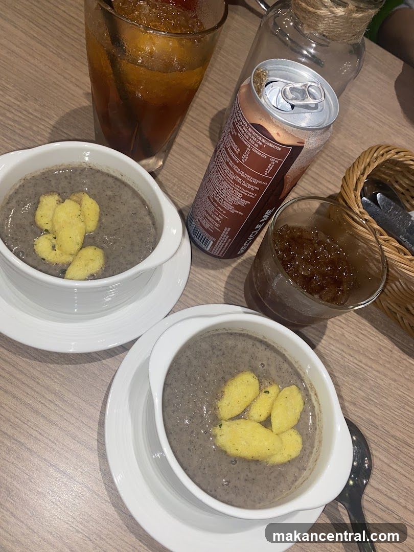 Mushroom Soup and Drinks