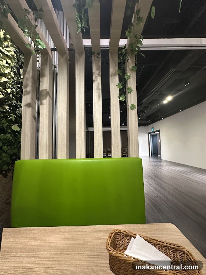 Modern Interior with Green Seating