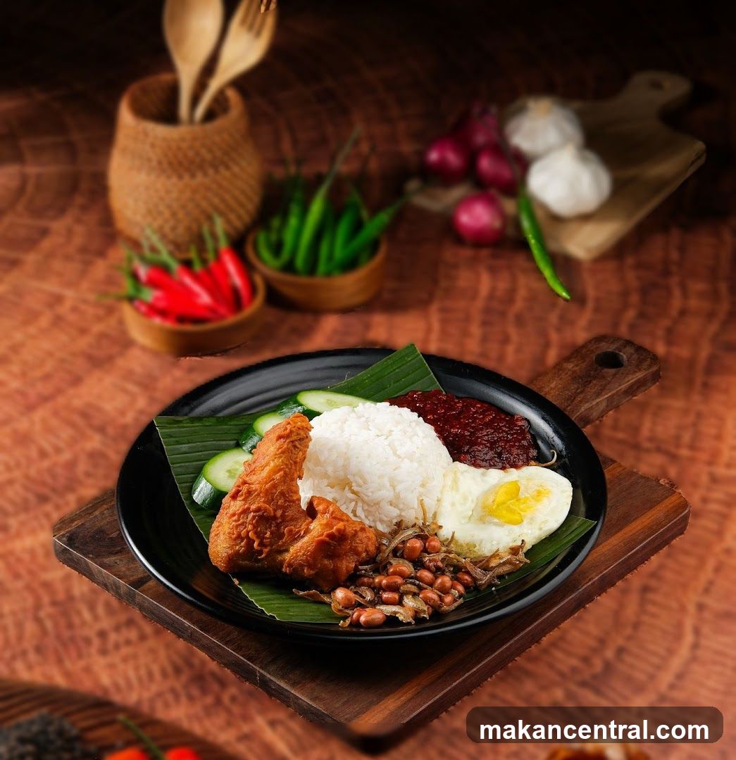 Nasi Lemak with Fried Chicken