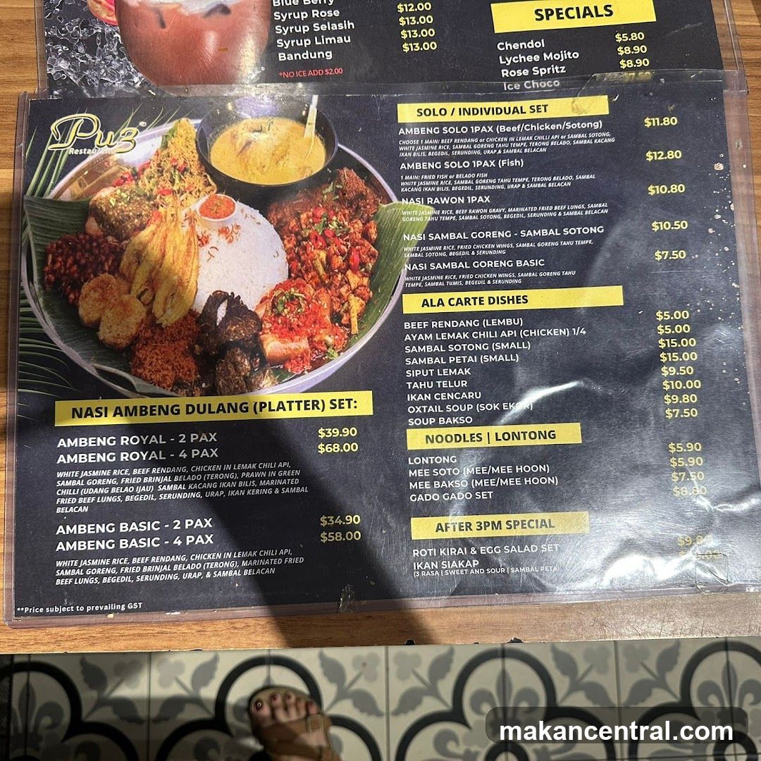 Pub Restaurant Menu