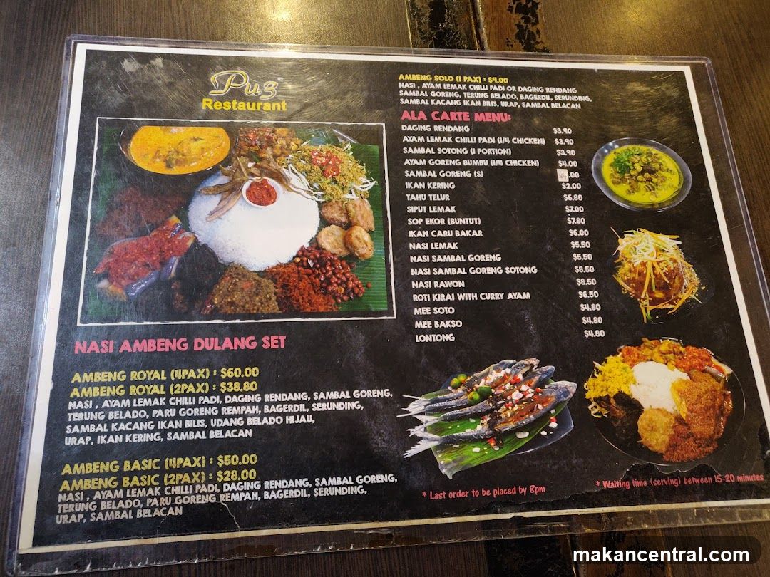 Puz Restaurant Menu