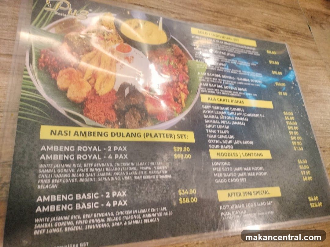 Pus Restaurant Menu