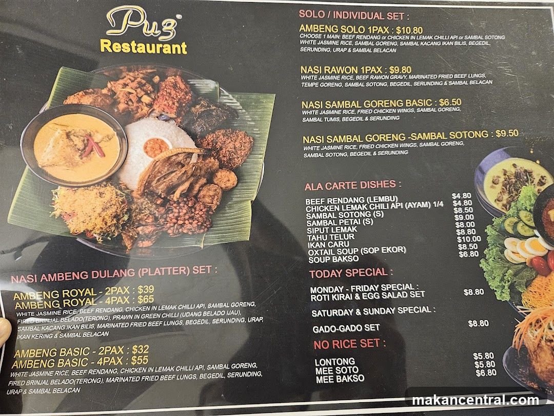 Puz Restaurant Menu