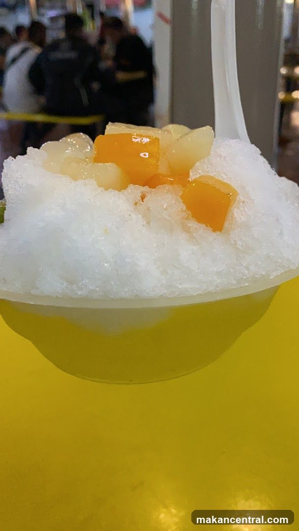Dessert with fruit and shaved ice