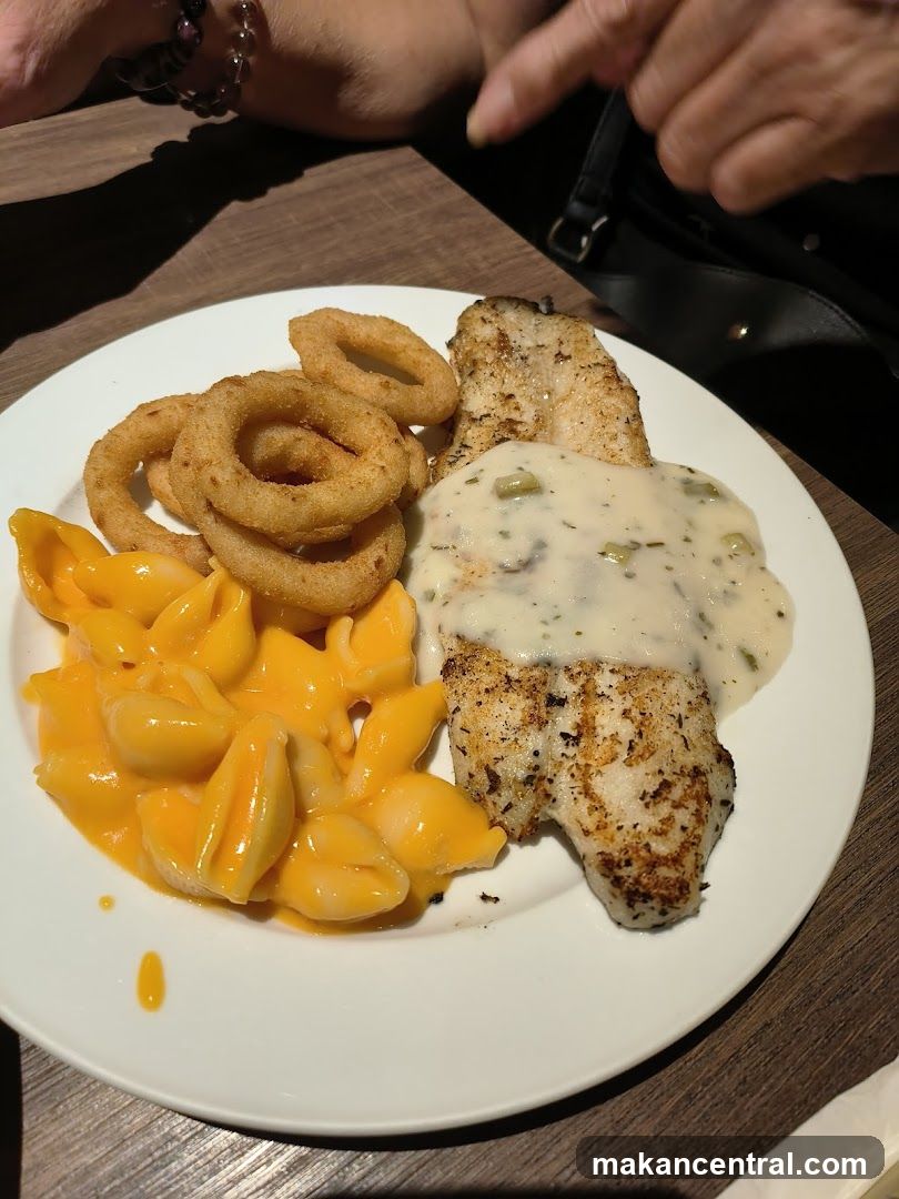 Fish with Macaroni and Onion Rings