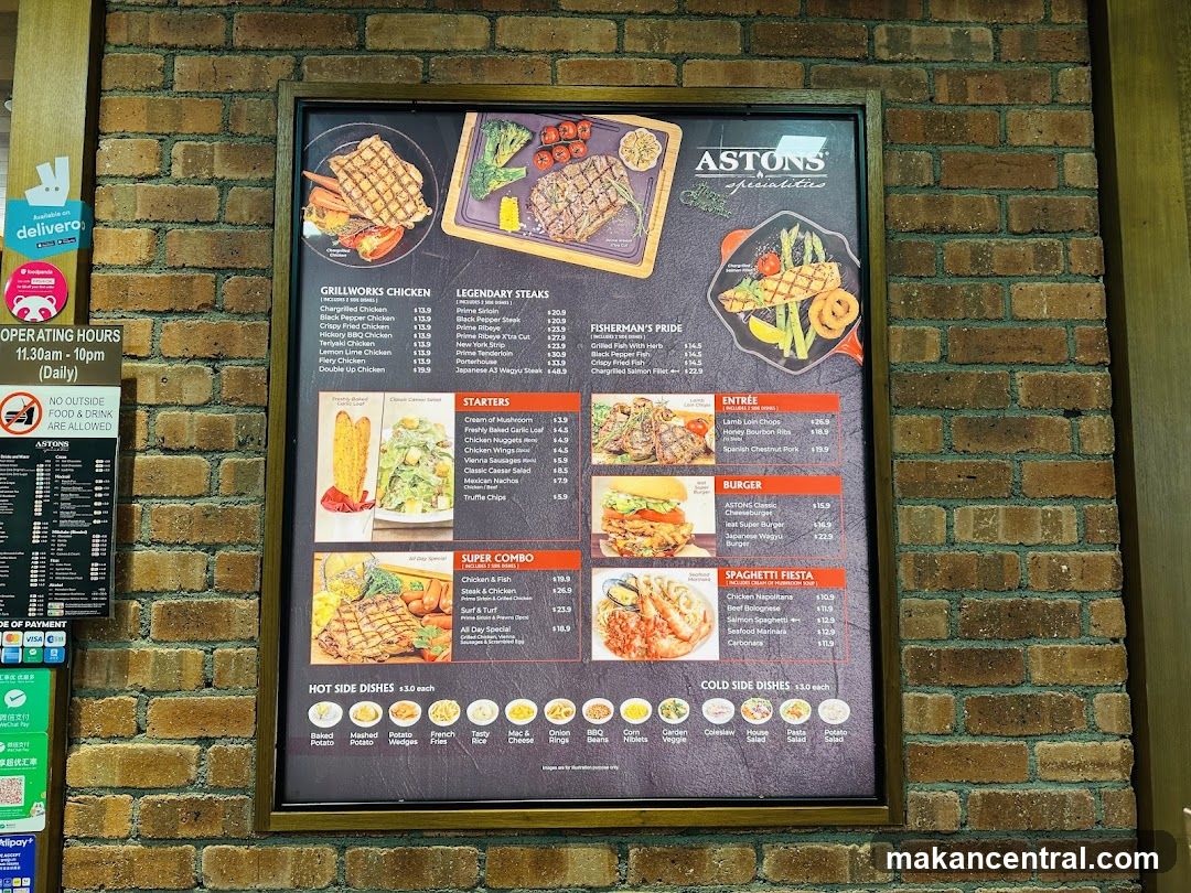 ASTONS Specialities Menu