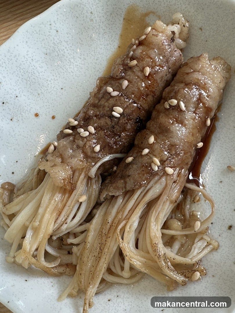 Enoki Mushroom and Beef Rolls