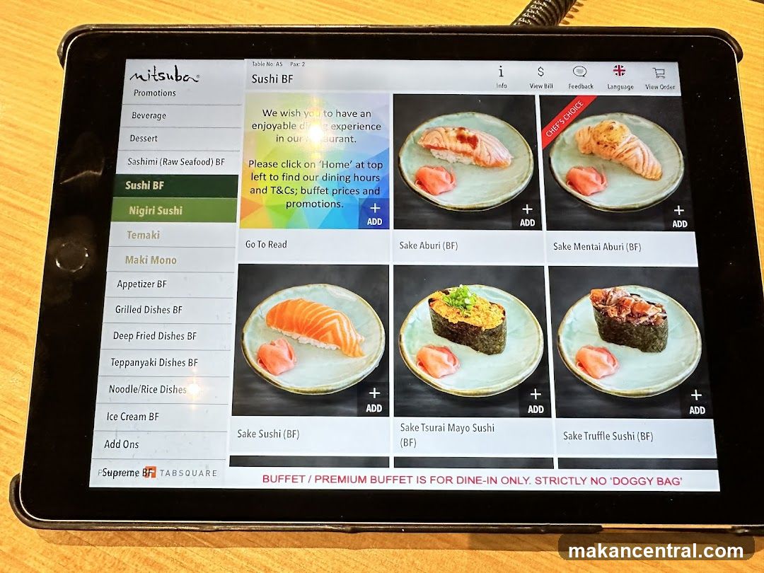 Mitsuba Sushi BF Menu