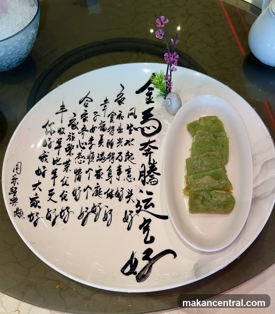 Green Sliced Dessert on a Decorative Plate