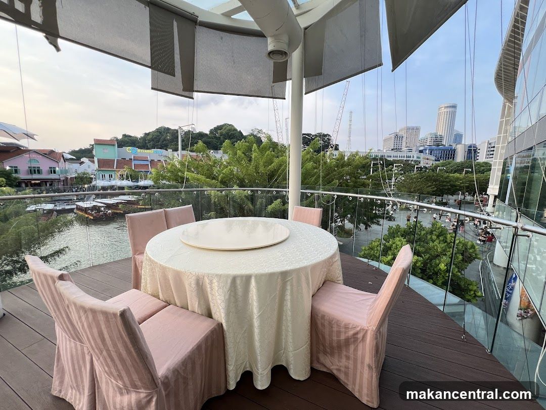 Outdoor Dining Area with River View