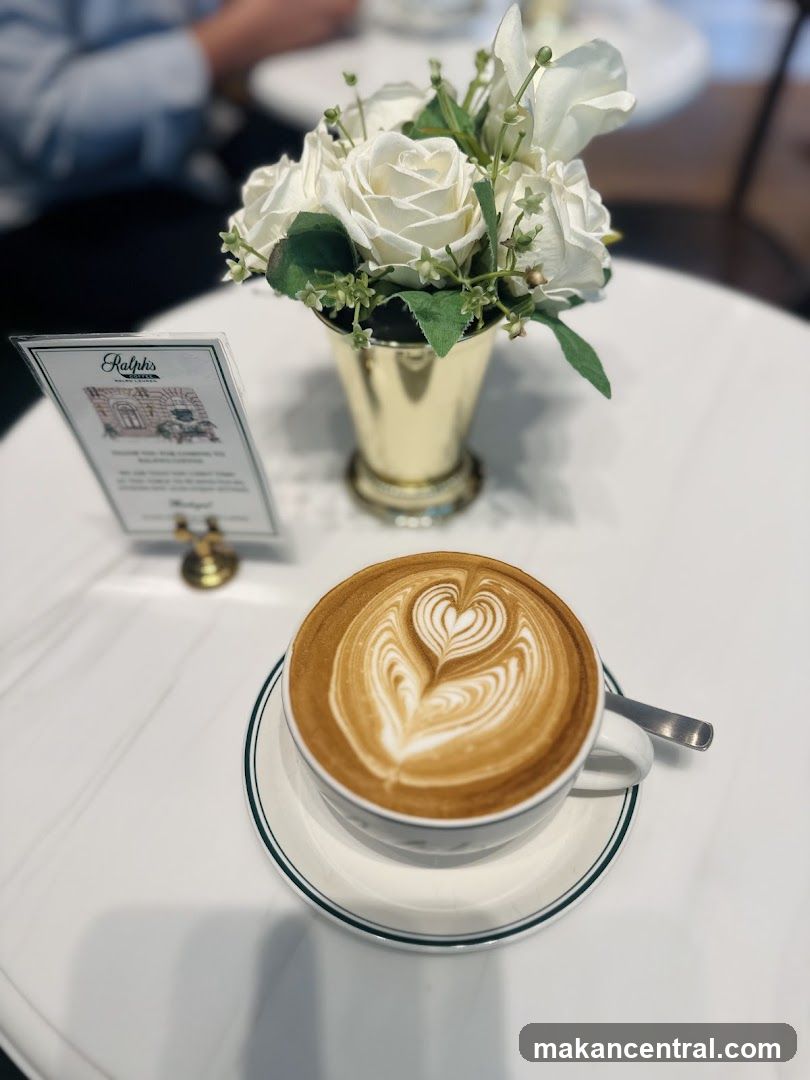 Coffee with Latte Art and Flowers