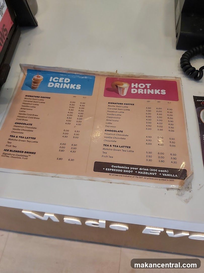 Iced and Hot Drinks Menu