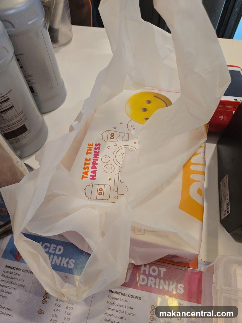 Dunkin' Donuts Bag and Menu