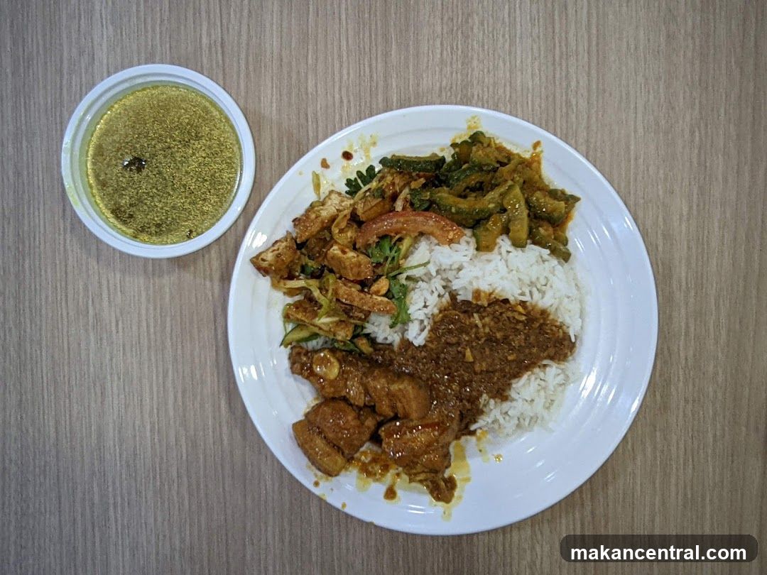 Rice plate with side dish and soup