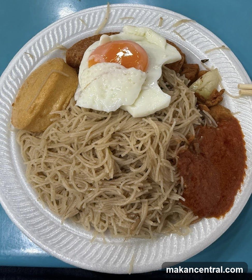 Noodles with Fried Egg and Sides