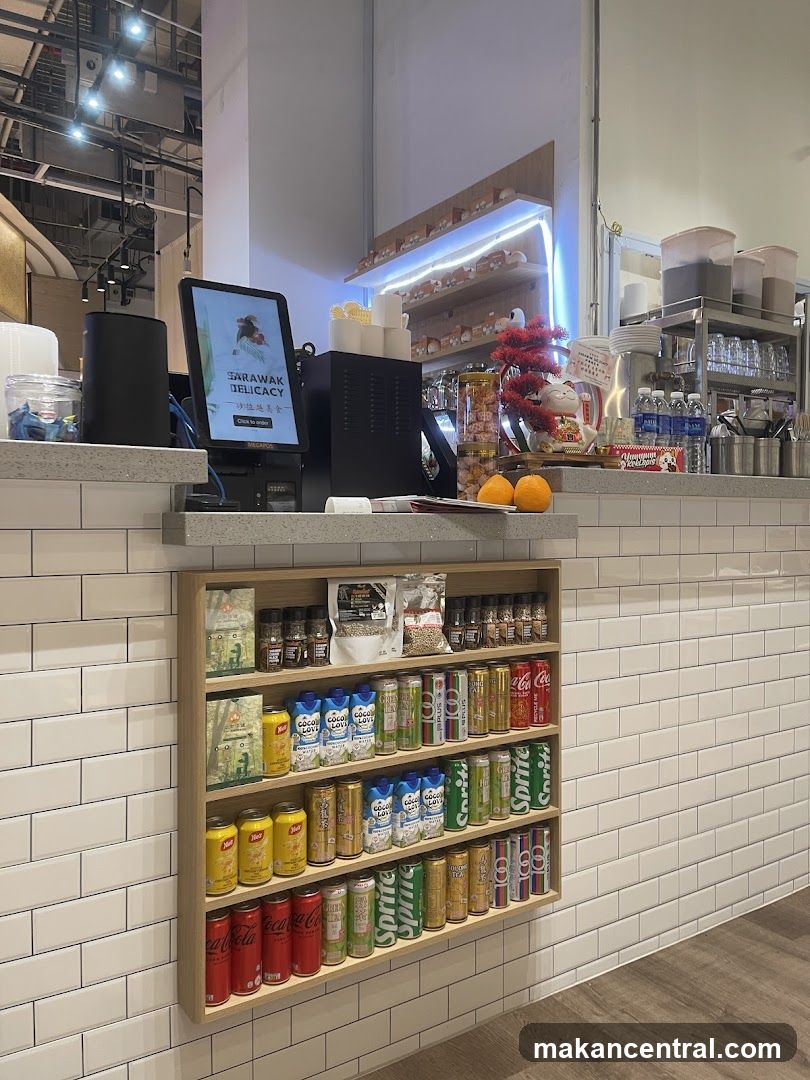 Counter with drinks and snacks