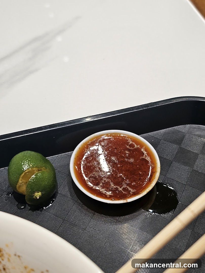Dipping Sauce and Lime Wedge