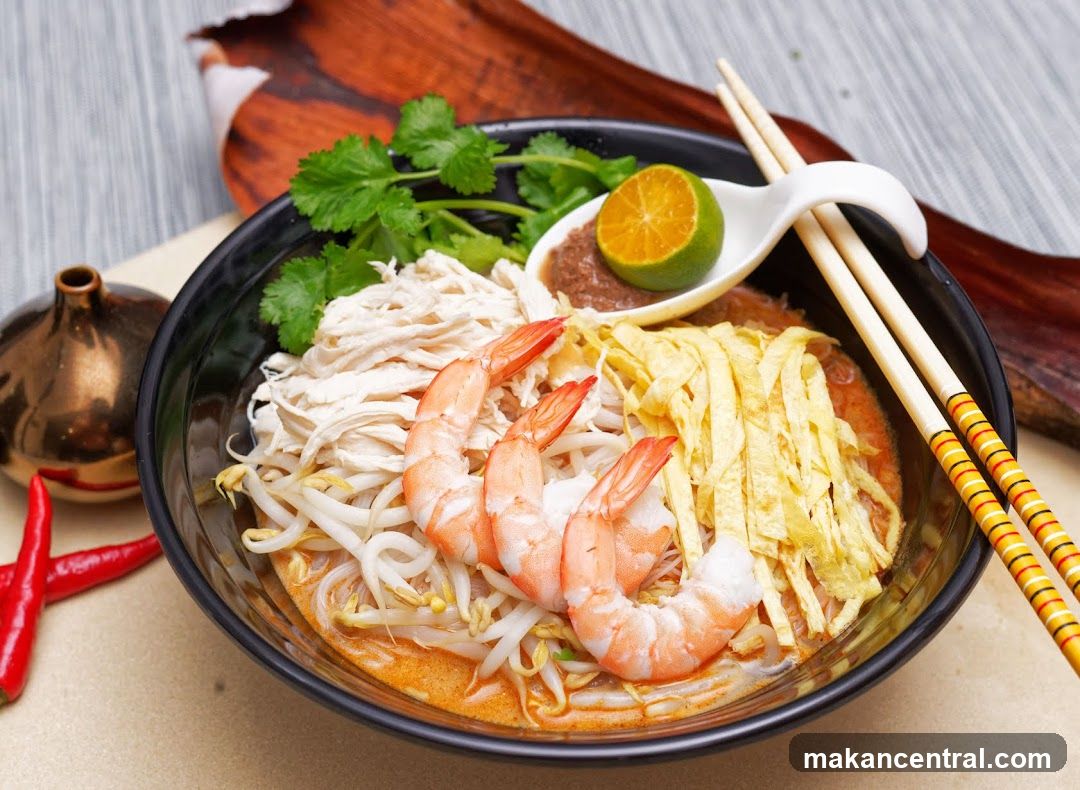 Laksa with Shrimp and Shredded Chicken
