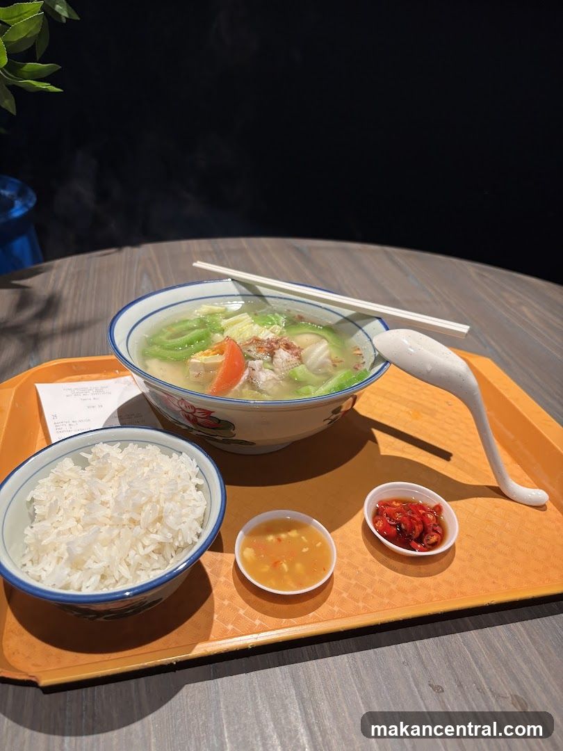 Soup with Rice and Condiments