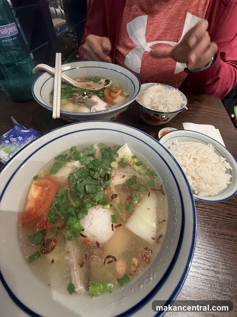 Two bowls of soup with rice