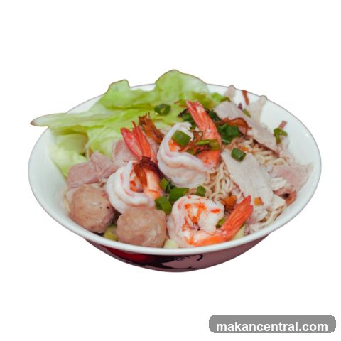 Noodle Bowl with Shrimp and Meatballs