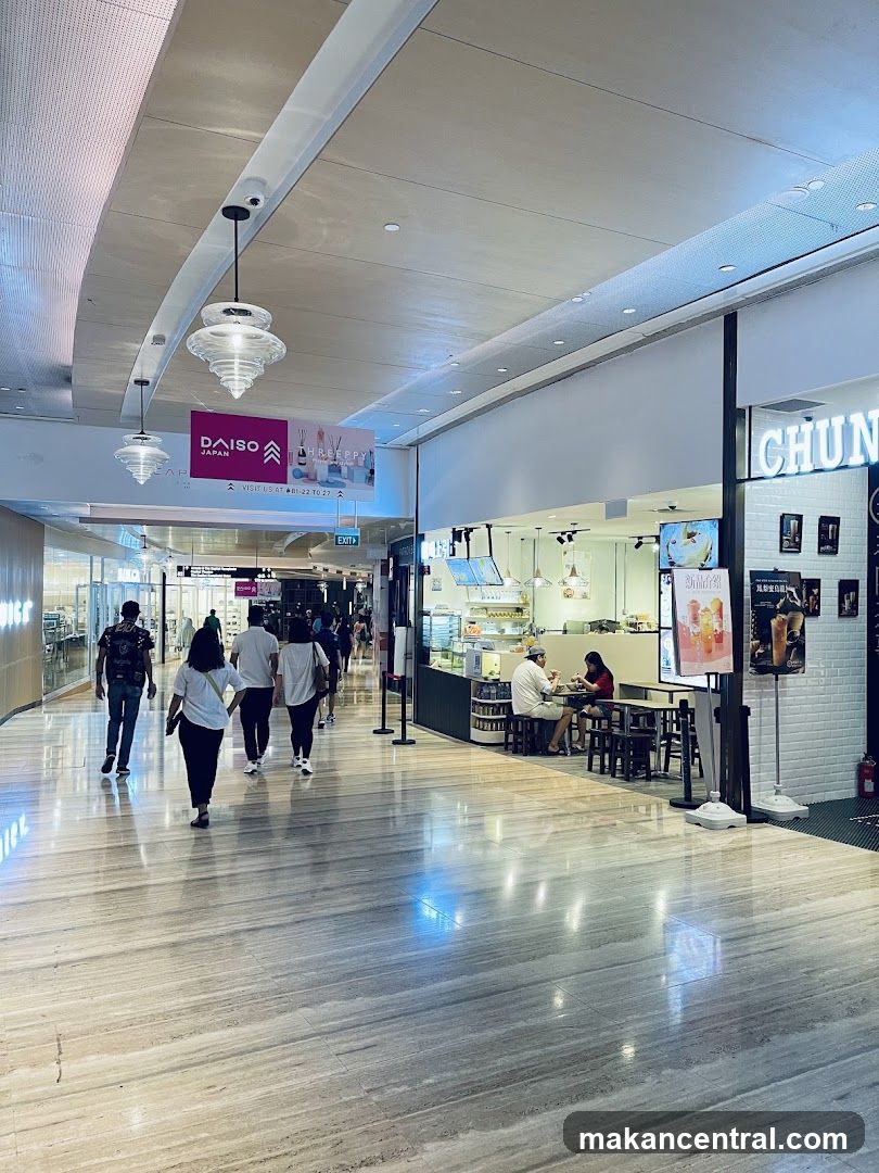 Mall Interior with Shops and Diners