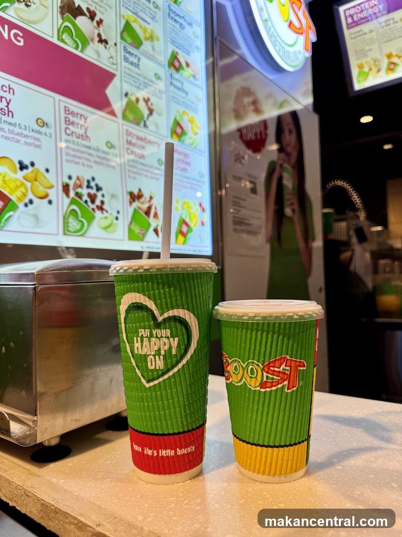 Boost Juice Cups and Menu