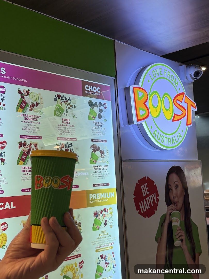 Boost Juice Menu and Cup