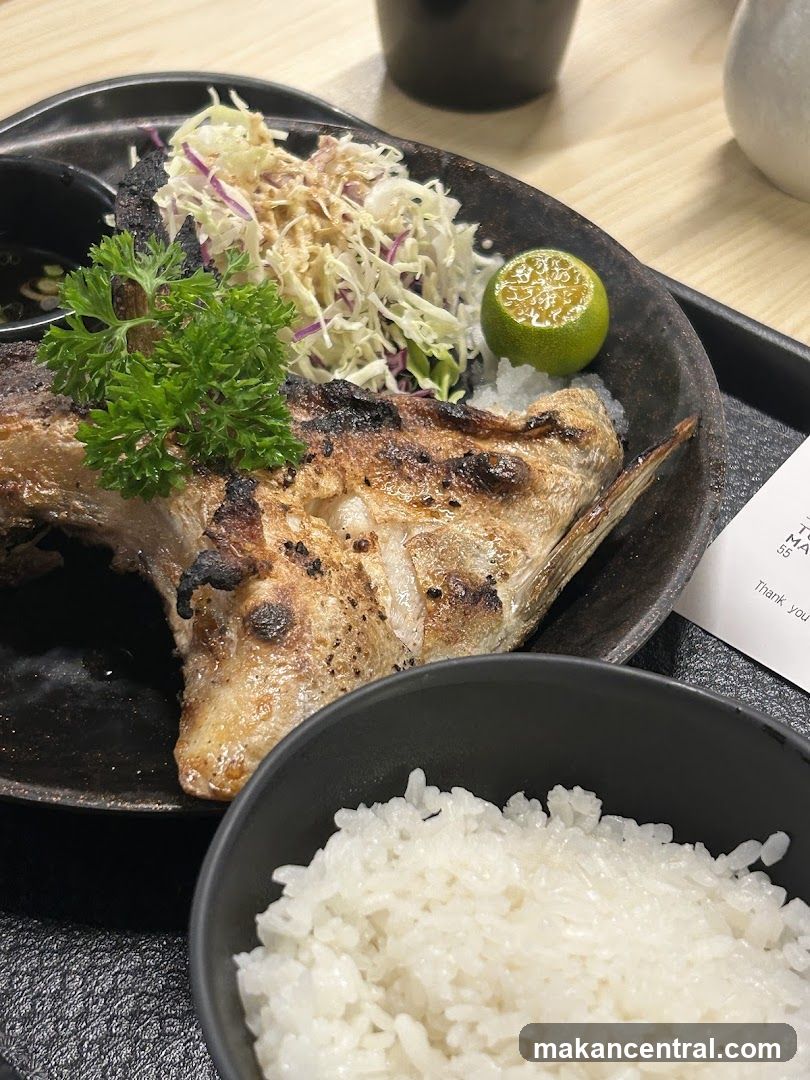 Grilled Fish with Rice and Salad
