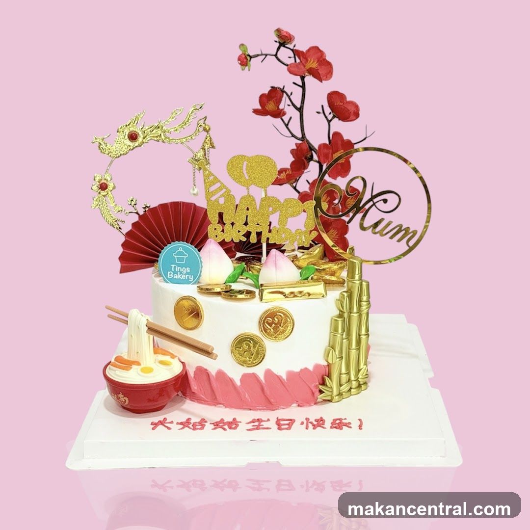 Birthday Cake with Chinese New Year Decorations