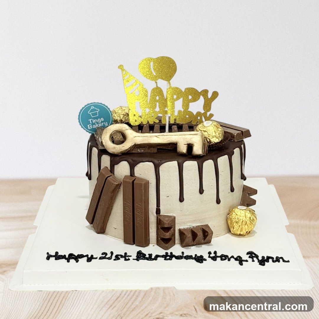 Birthday Cake with Chocolate Decorations