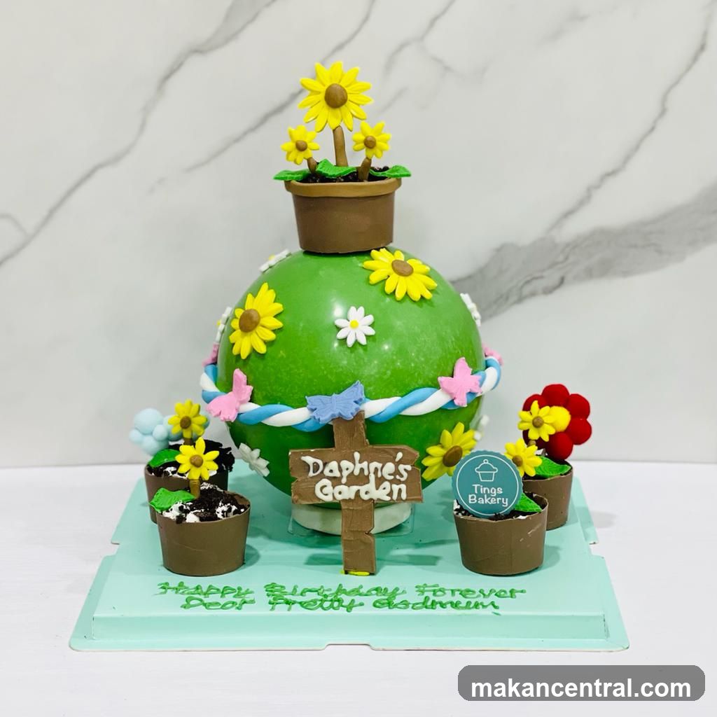 Garden-themed Chocolate Sphere Cake