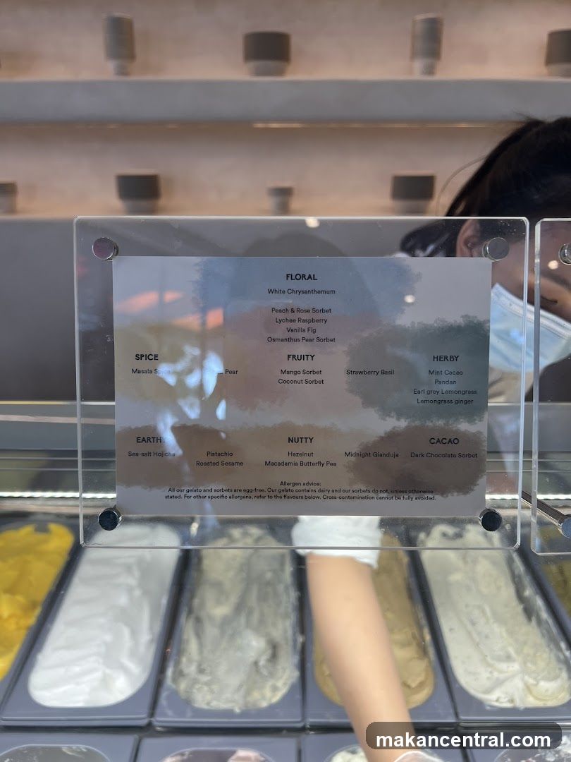 Gelato and Sorbet Menu