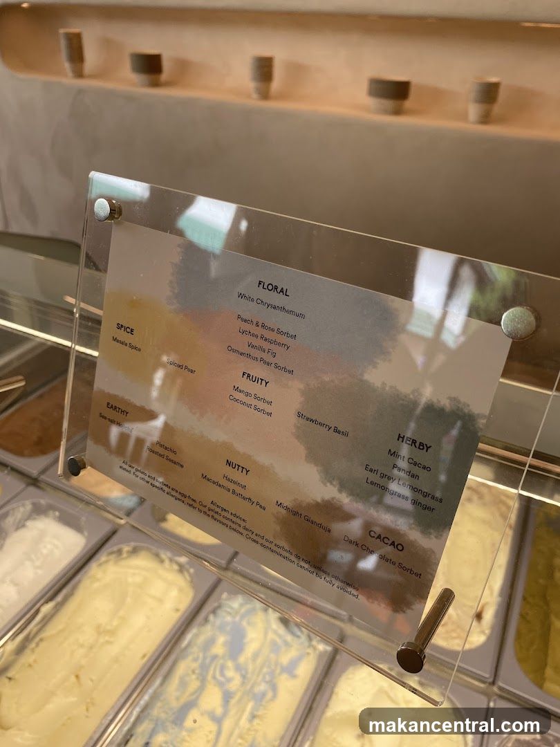 Gelato and Sorbet Menu