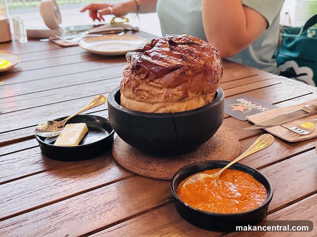 Bread dish with sauce and butter