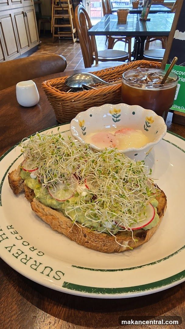 Avocado Toast with Poached Eggs and Iced Coffee