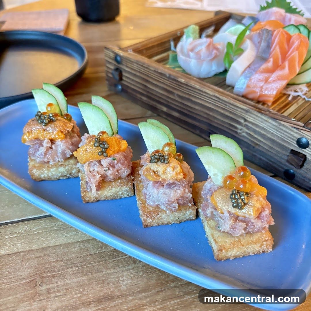 Tuna Tartare Bites with Uni and Caviar
