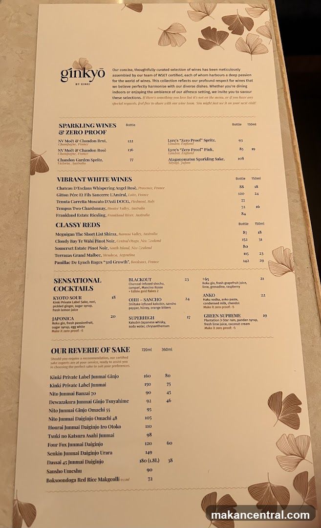 Ginkyo by Kinki Wine List