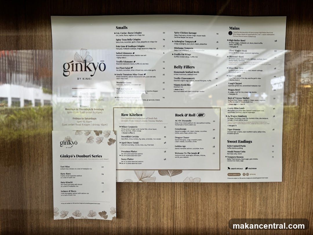 Ginkyo Menu