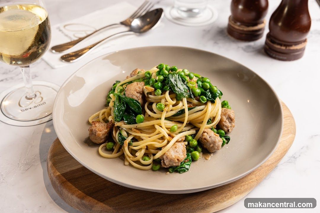 Spaghetti with Peas and Sausage