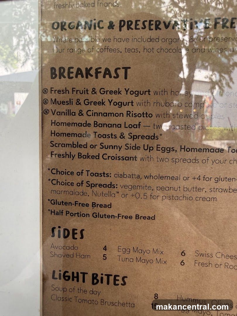 Organic & Preservative Free Menu