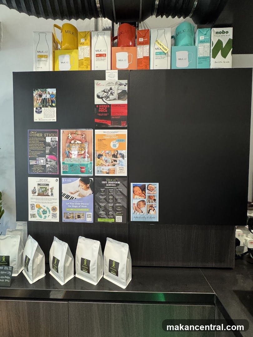 Display of milk cartons and promotional flyers