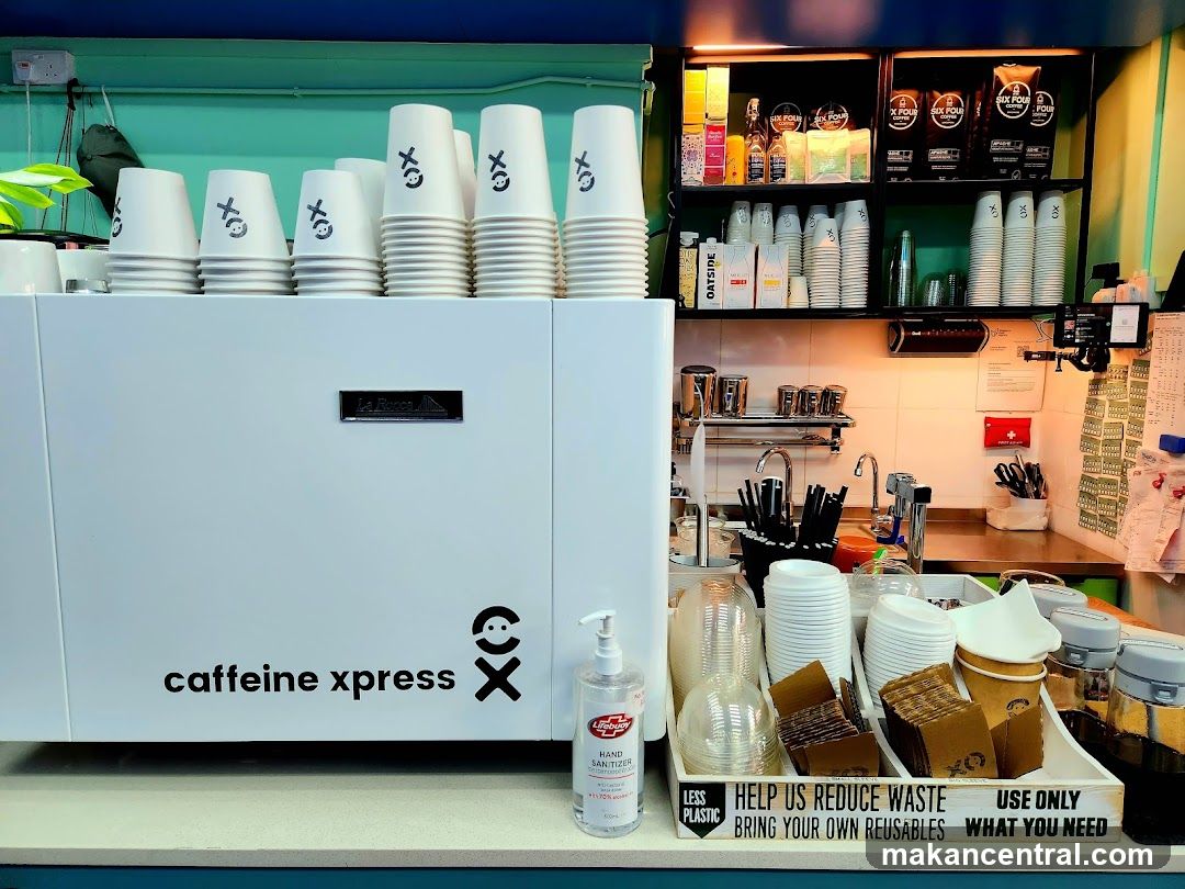 Coffee shop counter with supplies