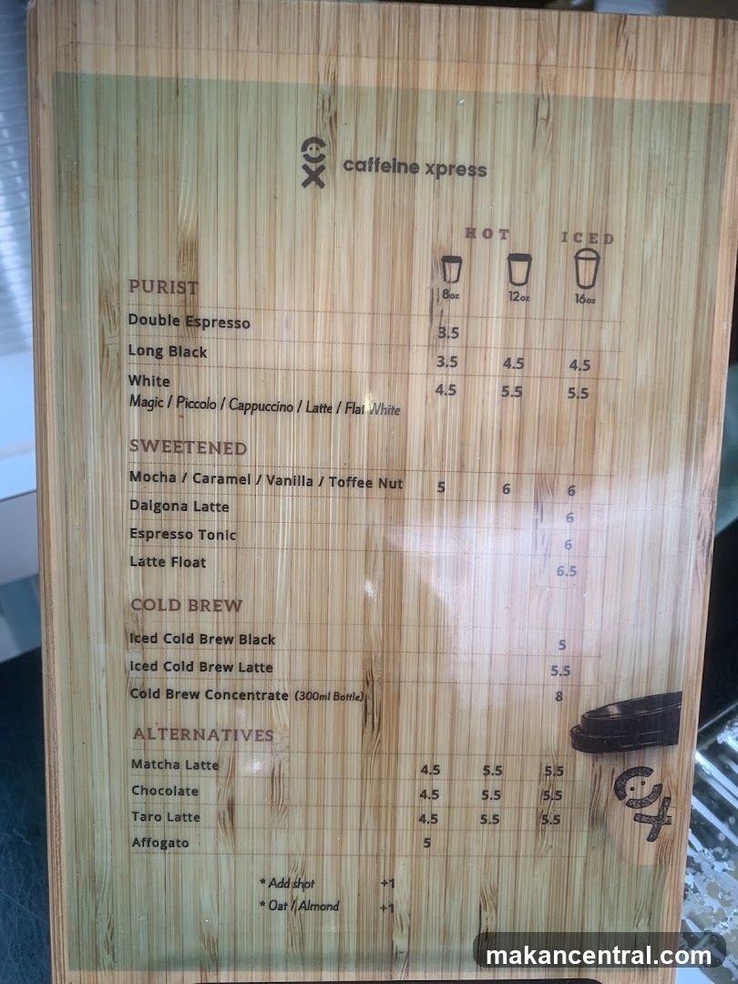 Caffeine Xpress Menu