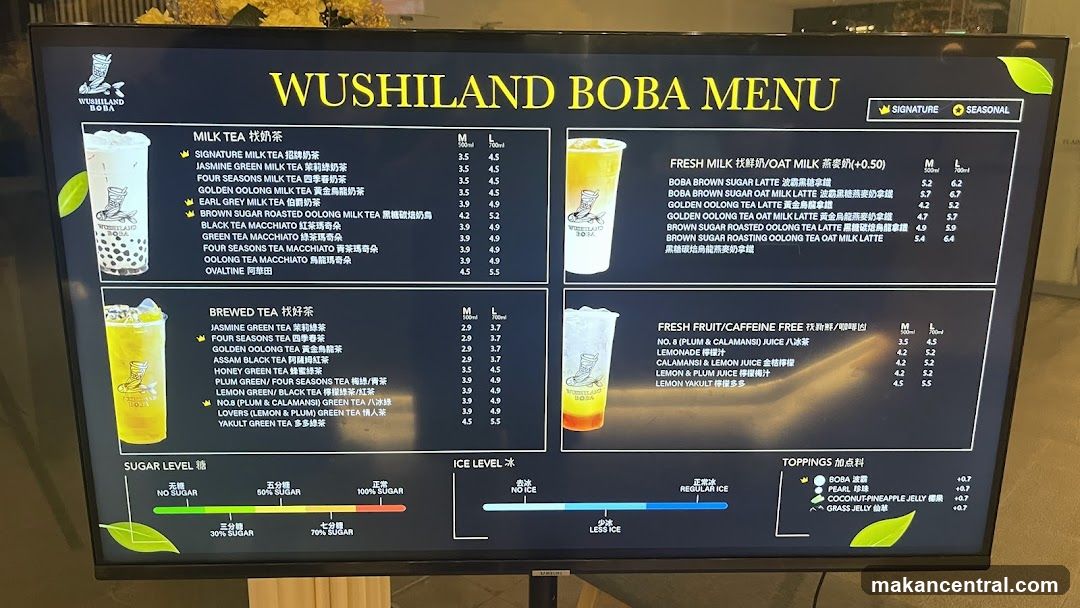 WUSHILAND BOBA MENU