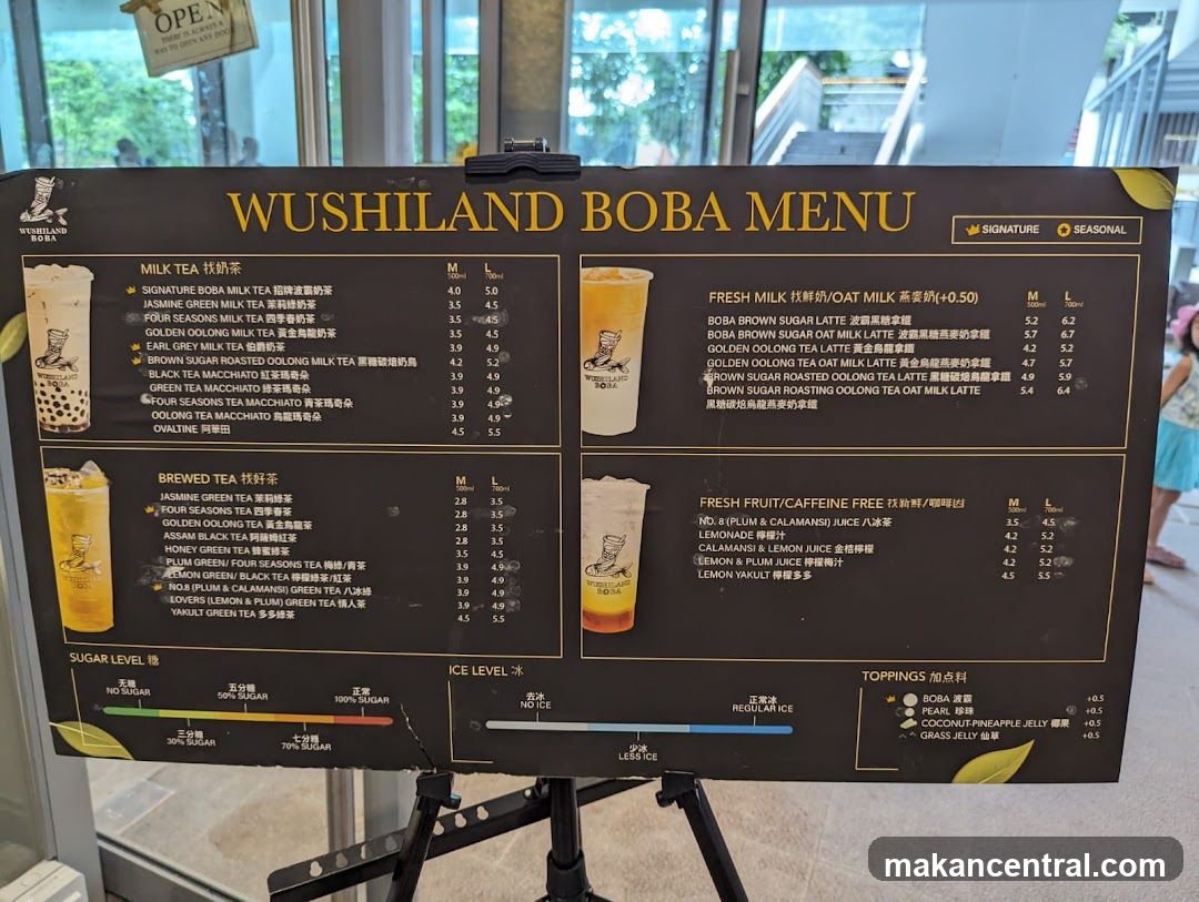 WUSHILAND BOBA MENU